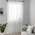 HILDRUN Sheer curtains, 1 pair, white, dotted, 145x300 cm