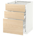 METOD / MAXIMERA Base cabinet with 3 drawers, white/Askersund light ash effect, 60x60 cm