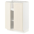 METOD Base cabinet with shelves/2 doors, white/Bodbyn off-white, 60x37 cm