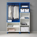 PLATSA Wardrobe with 3 doors, white Kalbåden/blue, 140x42x191 cm