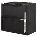 METOD/MAXIMERA Base cab f sink+2 fronts/2 drawers, black/Lerhyttan black stained, 80x61.9x88 cm