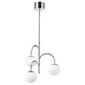 SIMRISHAMN Pendant lamp, 3-armed, chrome-plated, opal white glass