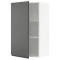 METOD Wall cabinet with shelves, white/Voxtorp dark grey, 60x100 cm