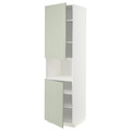 METOD High cab f micro w 2 doors/shelves, white/Stensund light green, 60x60x220 cm