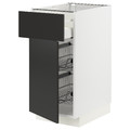 METOD / MAXIMERA Base cab w wire basket/drawer/door, white/Nickebo matt anthracite, 40x60 cm
