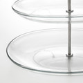 KVITTERA Serving platter, 3 tiers, clear glass, stainless steel