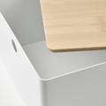 KUGGIS Box with lid, white/bamboo, 26x35x15 cm