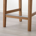 BERGMUND Bar stool with backrest, oak/Hallarp beige, 62 cm