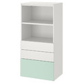 SMÅSTAD / PLATSA Bookcase, white light green/with 3 drawers, 60x42x123 cm