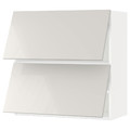 METOD Wall cab horizo 2 doors w push-open, white/Ringhult light grey, 80x80 cm