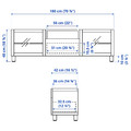 BESTÅ TV bench, white stained oak effect, Lappviken/Stubbarp white stained oak eff clear glass, 180x42x48 cm