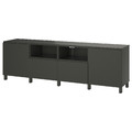 BESTÅ TV bench with doors and drawers, dark grey/Västerviken/Stubbarp dark grey, 240x42x74 cm