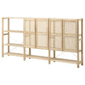 IVAR Shelving unit with doors, pine, 259x30x124 cm