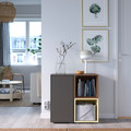 EKET Cabinet combination with feet, dark grey walnut effect/pale yellow, 70x35x72 cm