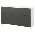 BESTÅ Storage combination w doors/drawers, white/Lappviken/Stubbarp dark grey, 120x42x74 cm