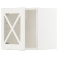 METOD Wall cabinet w glass door/crossbar., white/Bodbyn off-white, 40x40 cm