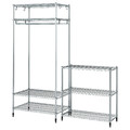 OMAR Shelving unit with clothes rail, with 1 shelf/galvanised, 186x50x201 cm