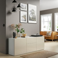 BESTÅ Storage combination with drawers, white/Selsviken high-gloss/beige, 180x42x65 cm