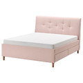 IDANÄS Upholstered storage bed, Gunnared pale pink, 160x200 cm