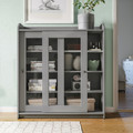 HAUGA Glass-door cabinet, grey, 105x116 cm