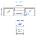 BESTÅ TV bench, white stained oak effect/Lappviken white stained oak eff clear glass, 180x42x39 cm