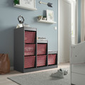 TROFAST Storage combination with boxes, grey/light red, 99x44x94 cm