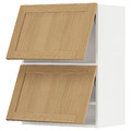 METOD Wall cab horizo 2 doors w push-open, white/Forsbacka oak, 60x80 cm