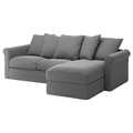 GRÖNLID Cover for 3-seat sofa, with chaise longue/Ljungen medium grey