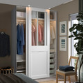 PAX / GRIMO Wardrobe with sliding doors, white/clear glass white, 150x66x236 cm