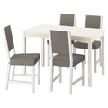 HAUGA / STEFAN Table and 4 chairs, white/white Knisa grey/beige, 118x74 cm