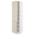 METOD High cabinet with shelves/2 doors, white/Havstorp beige, 60x60x220 cm