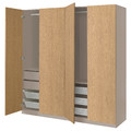 PAX / STORKLINTA Wardrobe combination, grey-beige/oak effect, 200x66x201 cm