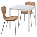 MELLTORP / ÄLVSTA Table and 2 chairs, white white/rattan chrome-plated, 75x75 cm