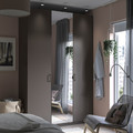 PAX / FORSAND/ÅHEIM Wardrobe combination, dark grey/mirror glass, 150x60x236 cm