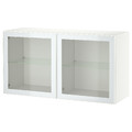 BESTÅ Wall-mounted cabinet combination, white Glassvik/white/light green clear glass, 120x42x64 cm