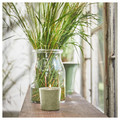 HEDERSAM Scented candle in ceramic jar, Fresh grass/light green, 50 hr