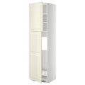 METOD High cabinet for fridge w 2 doors, white/Bodbyn off-white, 60x60x220 cm