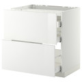 METOD / MAXIMERA Base cab f hob/2 fronts/3 drawers, white, Ringhult white, 80x60 cm