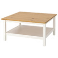 HEMNES Coffee table, white stain, medium brown, 90x90 cm