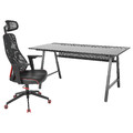 UTESPELARE / MATCHSPEL Gaming desk and chair, black