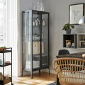 MILSBO Glass-door cabinet, anthracite, 73x175 cm