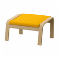 POÄNG Footstool, white stained oak veneer, Skiftebo yellow