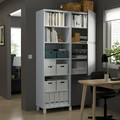 BESTÅ Storage combination with doors, white, Västerviken dark grey, 120x42x202 cm