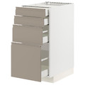 METOD / MAXIMERA Base cab 4 frnts/4 drawers, white/Upplöv matt dark beige, 40x60 cm