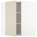 METOD Corner wall cabinet with shelves, white/Havstorp beige, 68x80 cm