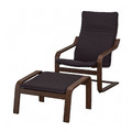 POÄNG Armchair and footstool, brown/Knisa black