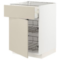 METOD / MAXIMERA Base cab w wire basket/drawer/door, white/Havstorp beige, 60x60 cm