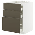 METOD / MAXIMERA Base cab f hob/3 fronts/3 drawers, white/Havstorp brown-beige, 60x60 cm