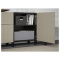 BESTÅ Storage combination with drawers, black-brown/Selsviken/Stubbarp high-gloss/beige, 180x42x74 cm