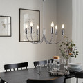 HÅRMÖJA Chandelier, 6-armed, brushed stainless steel